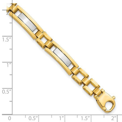 14k Two-tone Satin 8.5'' Mens Link Bracelet