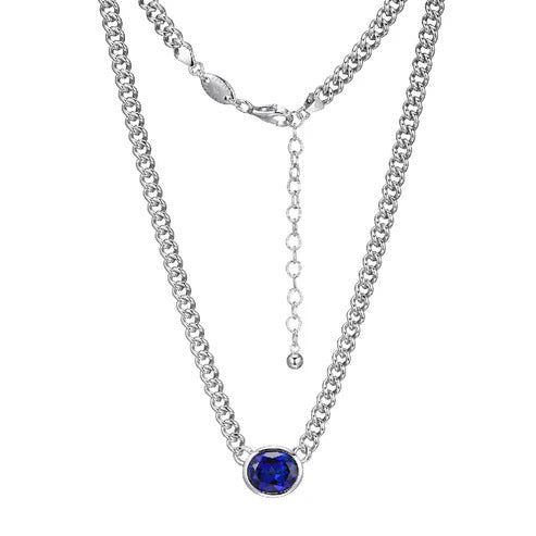 Charles Garnier Elegance Refined Sterling Silver Necklace Sapphire