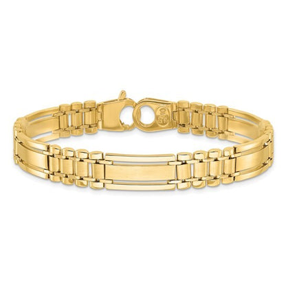 14k Satin 8.5in Men's Link Bracelet