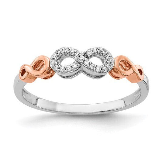 14k Rose Gold with White Rhodium Diamond Infinity Ring