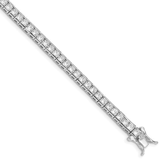 Sterling Silver Rhodium Finish High Quality CZ 7 inch Tennis Bracelet