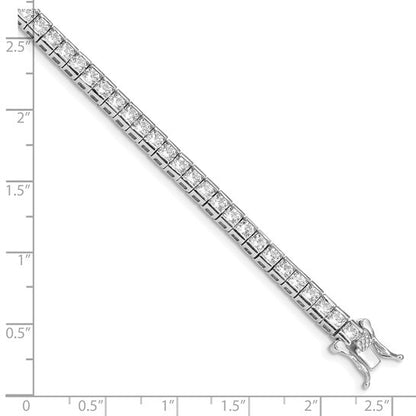 Sterling Silver Rhodium Finish High Quality CZ 7 inch Tennis Bracelet