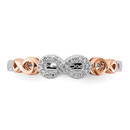 14k Rose Gold with White Rhodium Diamond Infinity Ring