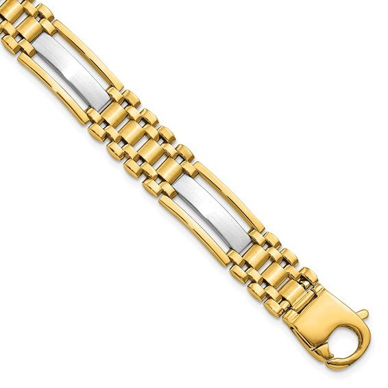 14k Mens Two-tone Satin 8.75'' Men's Link Bracelet