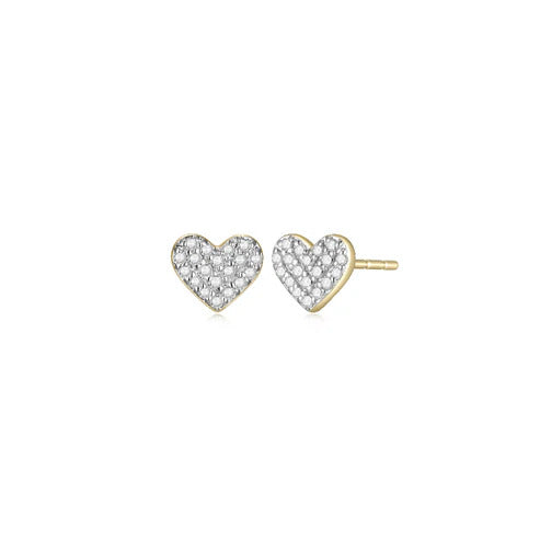 Charles Garnier Heart 14k Yellow Gold Diamond Post Earrings