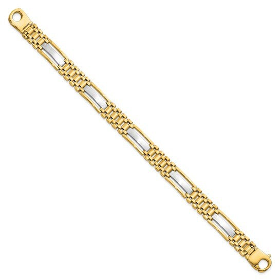 14k Mens Two-tone Satin 8.75'' Men's Link Bracelet