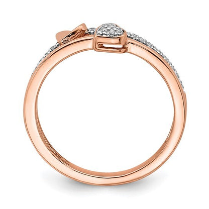 14k Rose Gold Hearts Diamond Ring