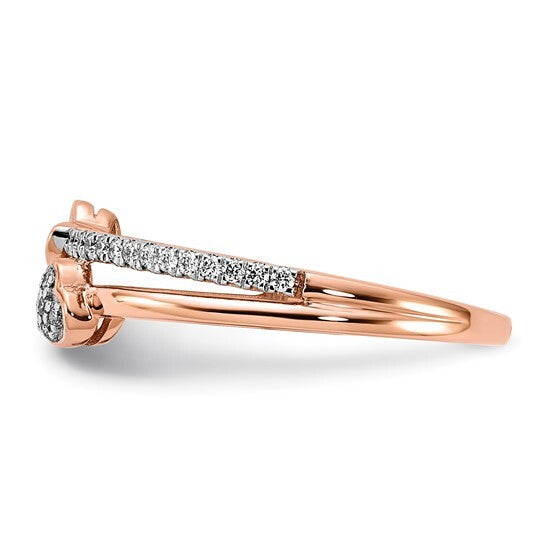 14k Rose Gold Hearts Diamond Ring