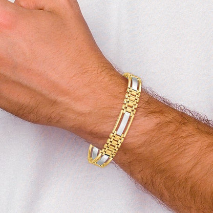 14k Mens Two-tone Satin 8.75'' Men's Link Bracelet