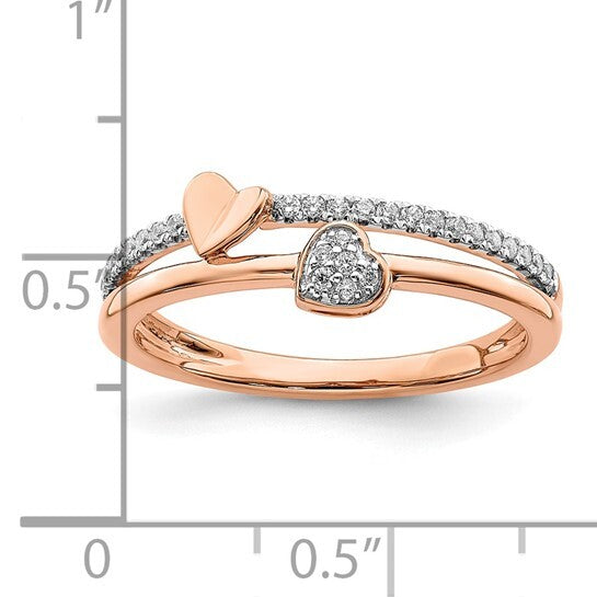 14k Rose Gold Hearts Diamond Ring