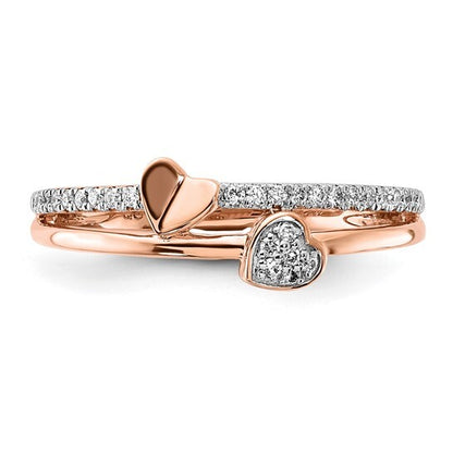 14k Rose Gold Hearts Diamond Ring