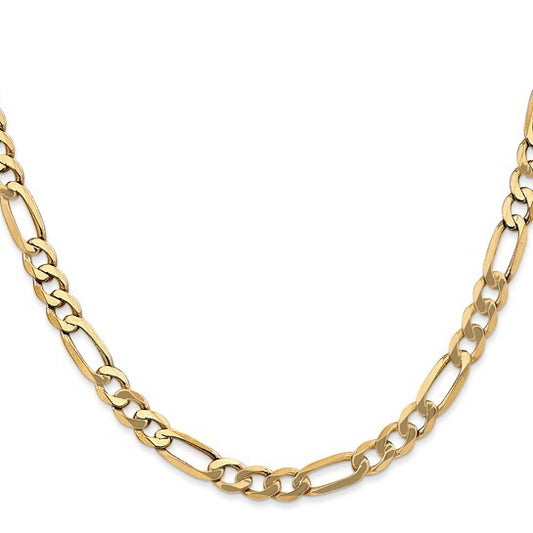 14K 18 inch 5.25mm Flat Figaro with Lobster Clasp Chain