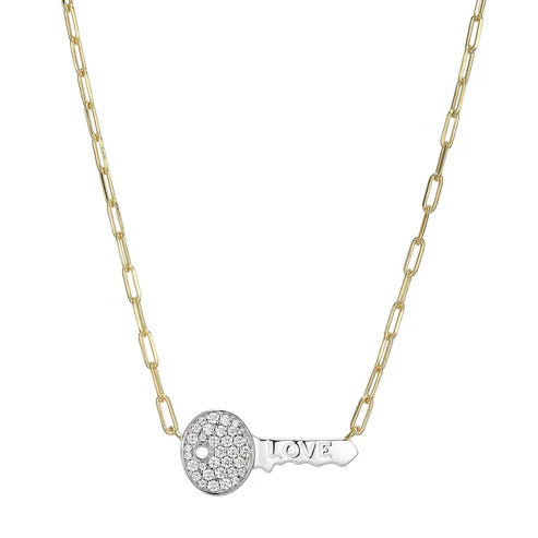 Charles Garnier Love Key Paperclip Chain Necklace