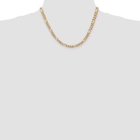 14K 18 inch 5.25mm Flat Figaro with Lobster Clasp Chain