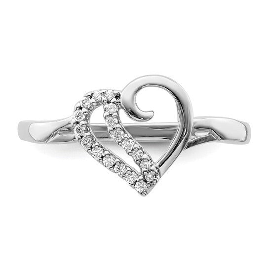 14k White Gold Diamond Heart Ring