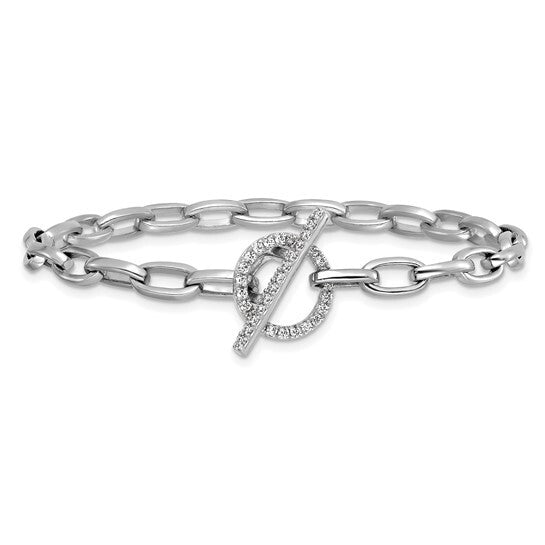 True Origin 14k White Gold Lab Grown Diamond VS D, 7 inch Toggle Bracelet