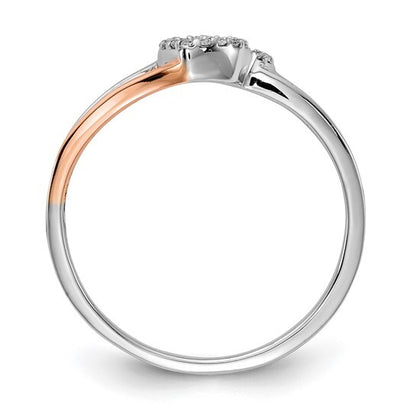 14k White and Rose Gold Diamond Double Heart Ring