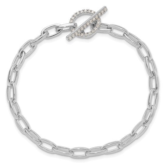 True Origin 14k White Gold Lab Grown Diamond VS D, 7 inch Toggle Bracelet