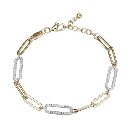 Charles Garnier Paperclip Golden Links CZ Station Bracelet