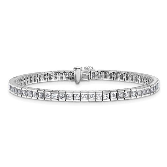 14K White Gold VS D Lab Grown Princess Diamond Tennis Bracelet