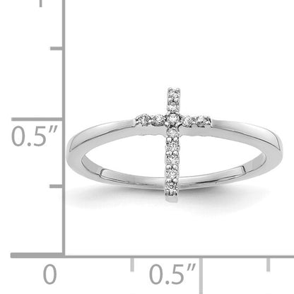 14k White Gold Diamond Cross Ring