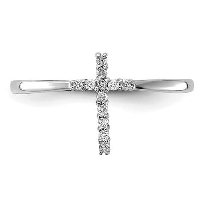 14k White Gold Diamond Cross Ring