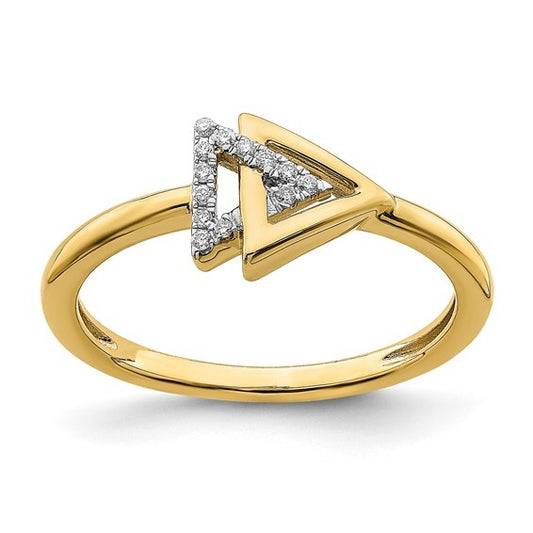 14k Double Triangle Diamond Ring