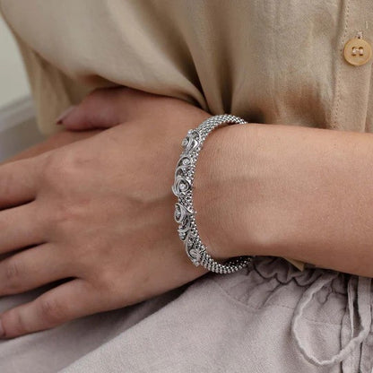 Phillip Gavriel Baroque silver with Diamonds Popcorn Bangle