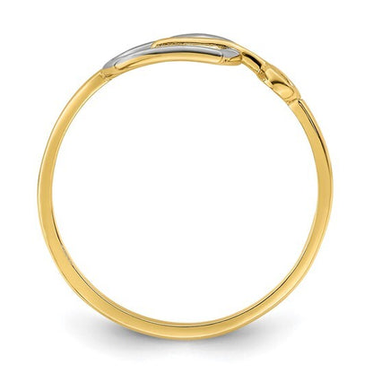 14k Yellow Gold & Rhodium Heart and Key Ring