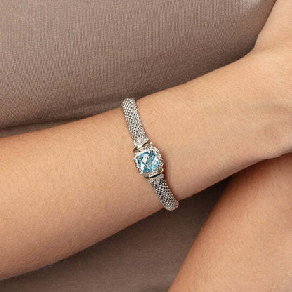 Phillip Gavriel Cushion Blue Topaz Cuff Bangle