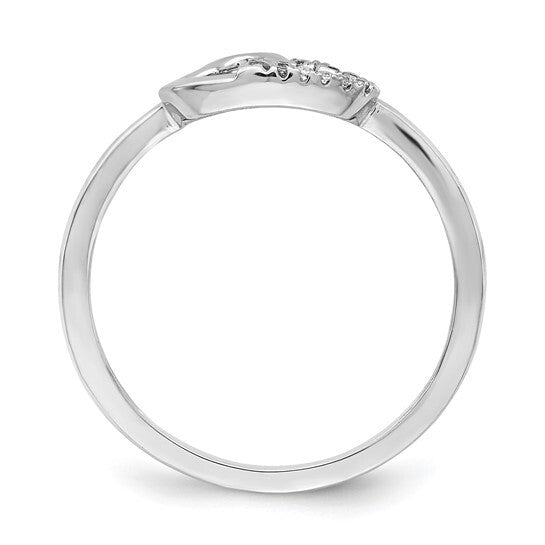 14k White Gold Diamond Double Heart Ring