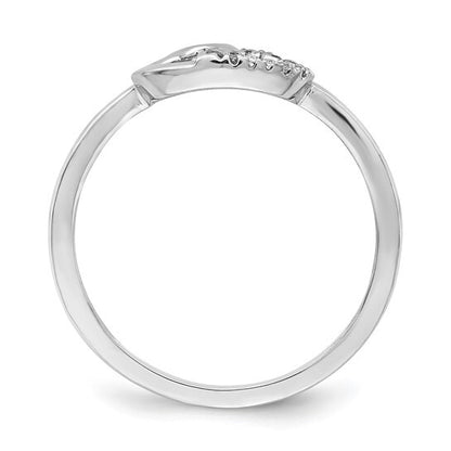 14k White Gold Diamond Double Heart Ring