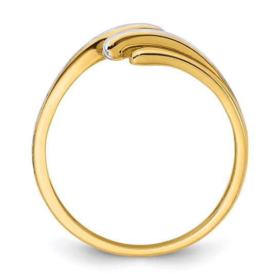 14k Yellow Gold With Rhodium Bypass Ring