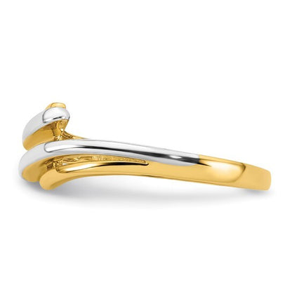 14k Yellow Gold With Rhodium Bypass Ring