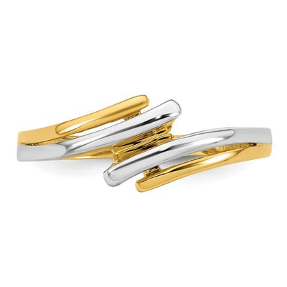 14k Yellow Gold With Rhodium Bypass Ring