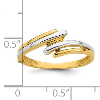 14k Yellow Gold With Rhodium Bypass Ring