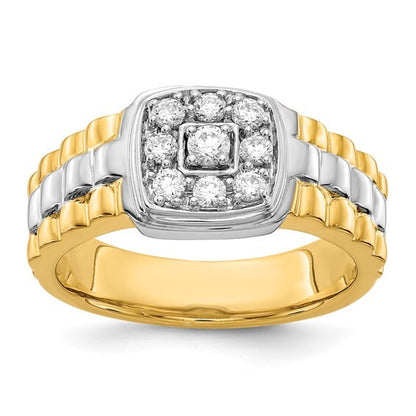 14k Two-tone Diamond Mens Ring