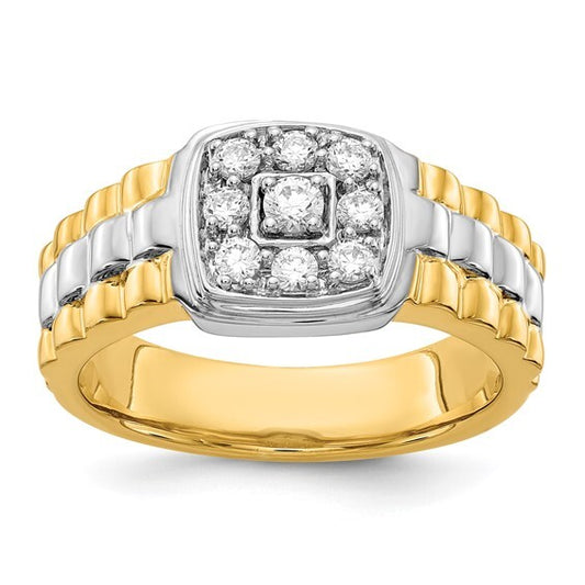 14k Two-tone Diamond Mens Ring