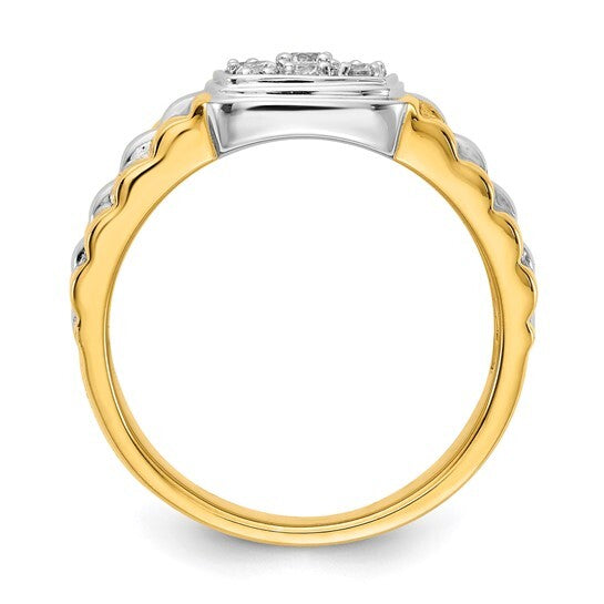 14k Two-tone Diamond Mens Ring