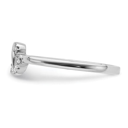 14k White Gold Diamond Double Heart Ring