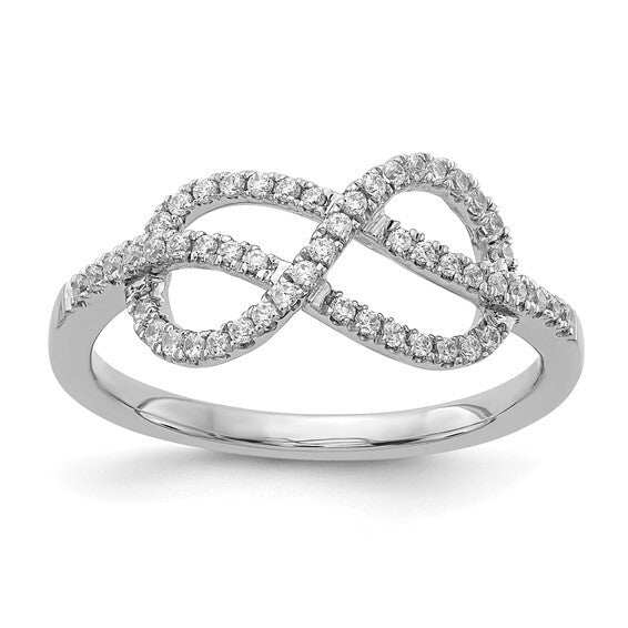 14k White Gold Diamond Celtic Knot Infinity Ring