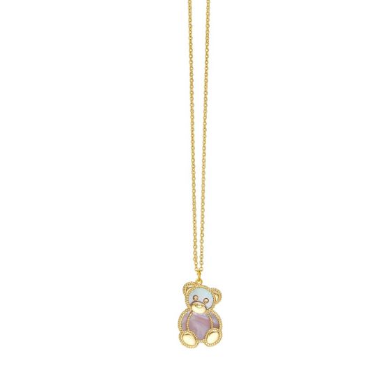 Phillip Gavriel Gold Popcorn Teddy Bear Necklace