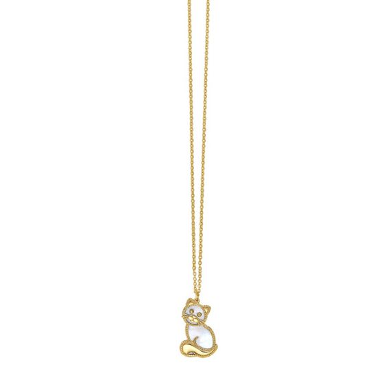 Phillip Gavriel Gold Popcorn Kitten Necklace