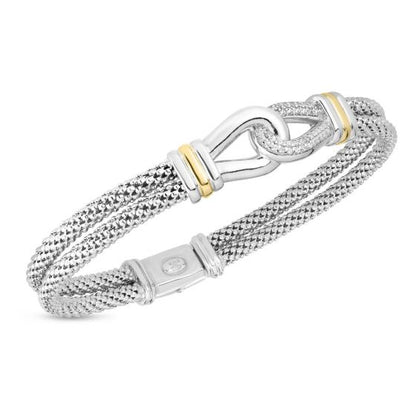 Phillip Gavriel Popcorn Interlocking silver & 18k gold Diamond Bracelet