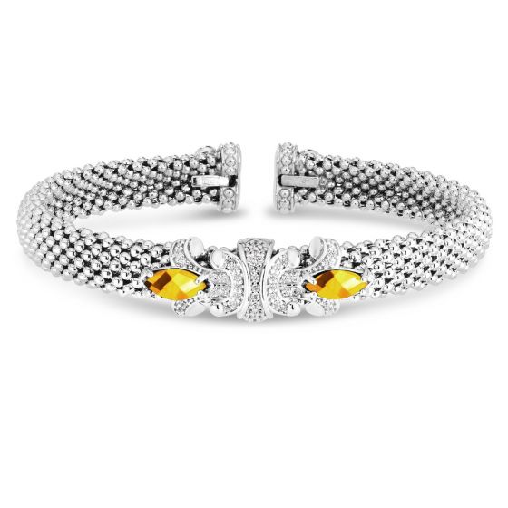 Phillip Gavriel Yellow Quartz & Popcorn Fleur Diamond Bangle