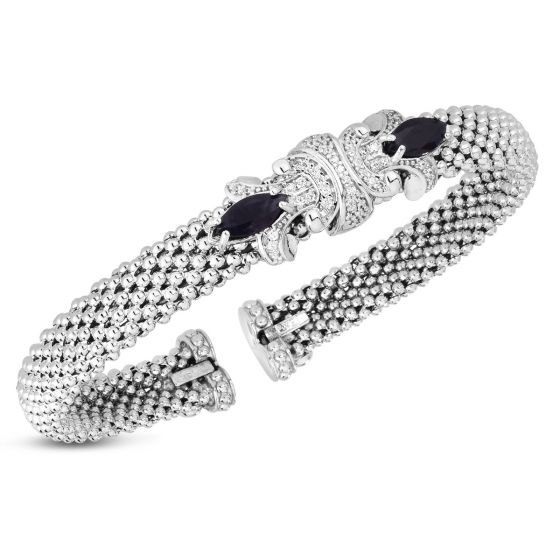 Phillip Gavriel Onyx & Popcorn Fleur Diamond Bangle