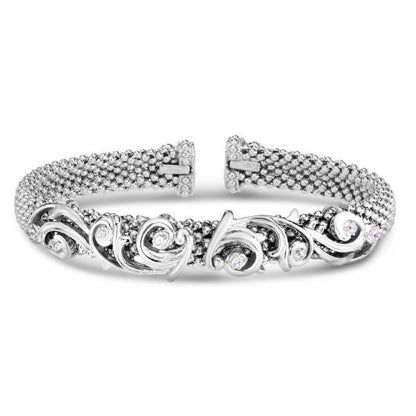 Phillip Gavriel Baroque silver with Diamonds Popcorn Bangle