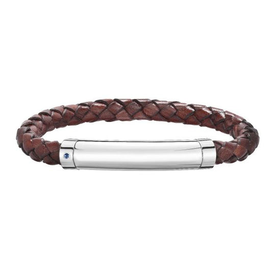 Phillip Gavriel Leather Bar Bracelet With Blue Saphire