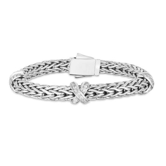 Phillip Gavriel Sterling Silver Woven X White Sapphire Bracelet