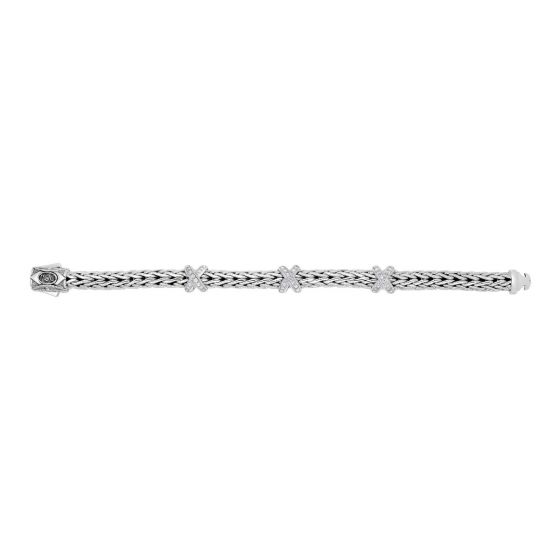 Phillip Gavriel Sterling Silver Woven X White Sapphire Bracelet